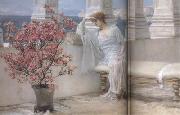 Alma-Tadema, Sir Lawrence Her Eyes Are with her Thoughts and They Are Far Away (mk23) oil painting on canvas